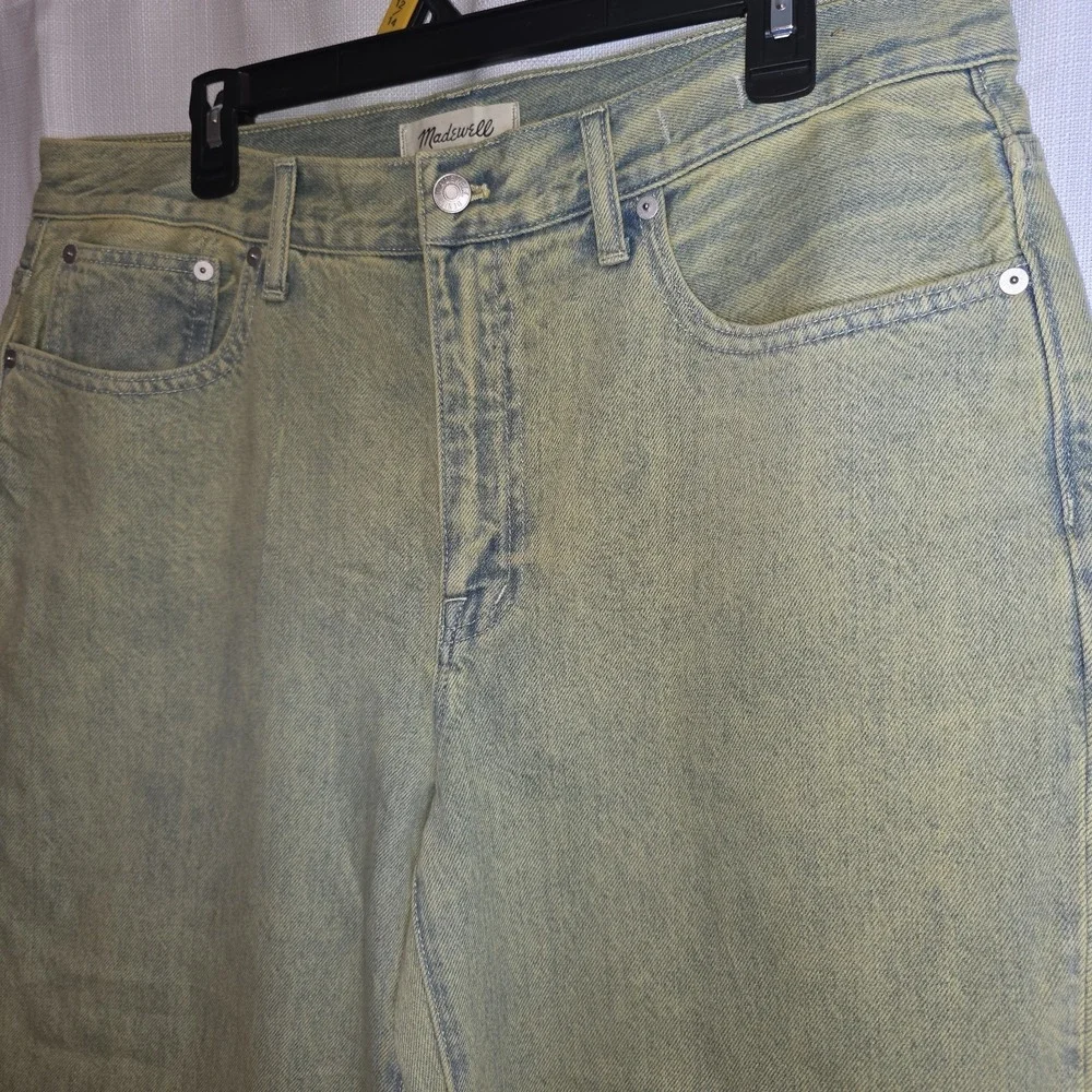Madewell The Dad Jean Pale Daffodil Acid Wash Straight Leg Jeans Size 30 - Picture 16 of 16